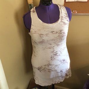 Cream and brown Marbled racerback tank top